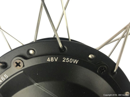 Heckmotor komplett Das-Kit 48V 250W 26 Zoll Version hoher Deckel Kabellänge 45cm