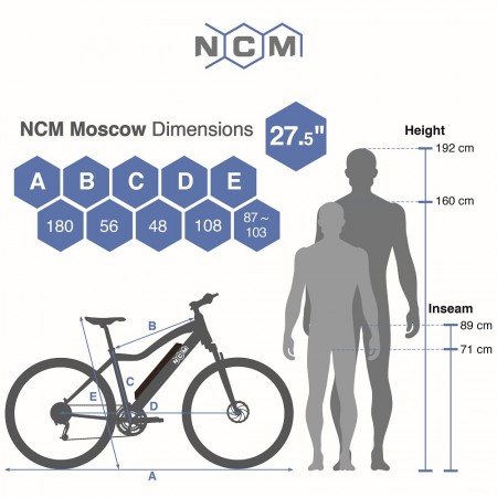 NCM Moscow Plus 27,5 Zoll E-MTB Mountainbike E-Bike Schwarz Blau