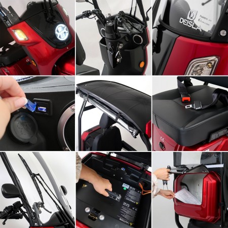 Rolektro Deisla, Vierrad DS4-25 Lithium, Rot 60V-30Ah, 1000 Watt