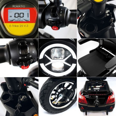Rolektro, E-Trike 25 V.3 Lithium, Schwarz, 60-30Ah, 1000 Watt