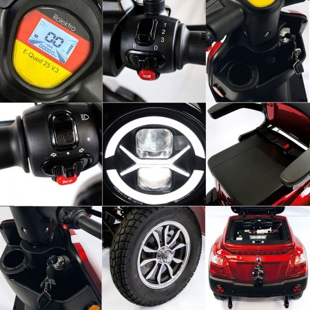 Rolektro, E-Quad 25 V.3 Lithium, Rot, 60V-30Ah Akku, 1000 Watt